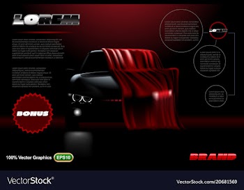  					Covered car template on black background mock up vector image														