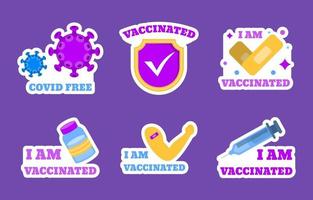 Covid 19 After Vaccine Sticker Collection Free Vector
