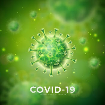 Covid-19. coronavirus outbreak design with virus cell in microscopic view Free Vector