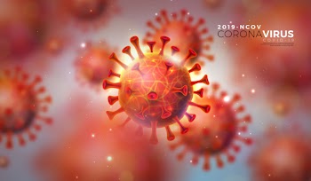 Covid-19. coronavirus outbreak design with virus cell in microscopic view on shiny light background.  2019-ncov illustration template on dangerous sars epidemic theme for promotional banner. Free Vector