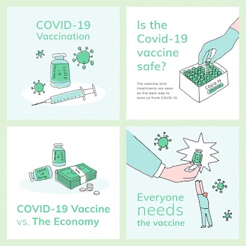 Covid 19 editable templates vector vaccine development social media post doodle illustration
