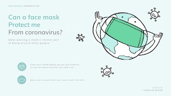 COVID-19 face mask info template vector new normal presentation doodle illustration