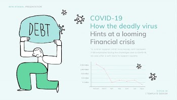 COVID-19 financial crisis template psd new normal presentation doodle illustration