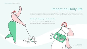COVID-19 impact template vector new normal presentation doodle illustration