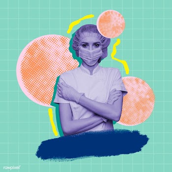 Covid-19 medical hero with a face mask and latex gloves on a green bac.. | Free  illustration - 2316312