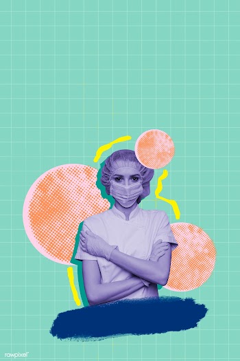 Covid-19 medical hero with a face mask and latex gloves on a green bac.. | Free  illustration - 2316552