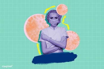 Covid-19 medical hero with a face mask and latex gloves on a green bac.. | Free  illustration - 2316694