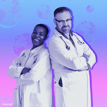 Covid-19 medical heroes on a pink background | Free  illustration - 2316980