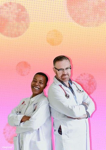 Covid-19 medical heroes on a pink background | Free  illustration - 2317017
