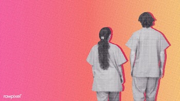 Covid-19 medical heroes on a pink background | Free  illustration - 2317214