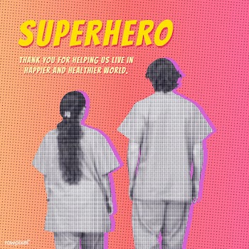 Covid-19 medical heroes on a pink background | Free  illustration - 2317545