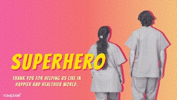 Covid-19 medical heroes on a pink background | Free  illustration - 2317558