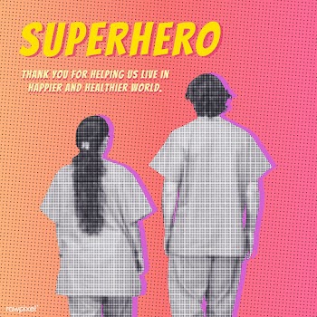 Covid-19 medical heroes on a pink background vector | Free  vector - 2317551