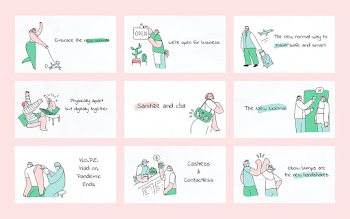 COVID-19 new normal lifestyle psd cute doodle character collection