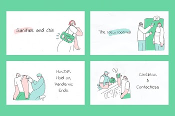 COVID-19 new normal lifestyle psd cute doodle character collection