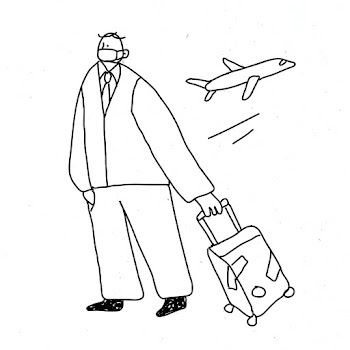 COVID-19 new normal vector man traveling doodle character