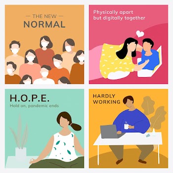 Covid-19 new normal vector template set