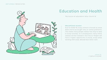 COVID-19 online education template vector new normal presentation doodle illustration