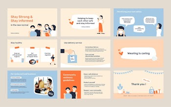 Covid-19 presentation editable template vector wellness guidelines set