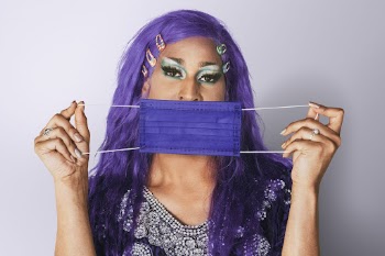Covid-19 protection mask, purple haired | Free Photo - rawpixel
