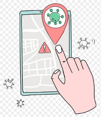 COVID-19 tracking app png new normal lifestyle doodle illustration