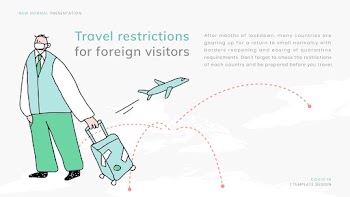 COVID-19 travel restrictions template vector new normal presentation doodle illustration