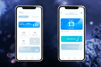 COVID-19 user interface phone mockup psd applications on mobile screen