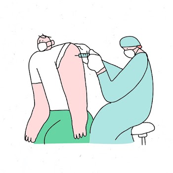 COVID-19 vaccination psd for business doodle character