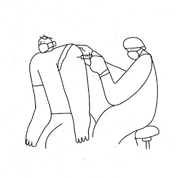 COVID-19 vaccination vector for business doodle character