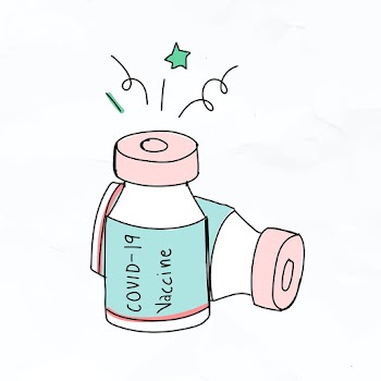 COVID-19 vaccine bottle psd doodle illustration