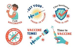 Covid 19 Vaccine Campaign Sticker Set Free Vector
