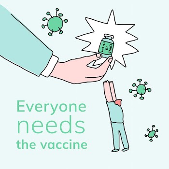 Covid 19 vaccine development doodle illustration with every needs the vaccine text