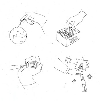Covid 19 vaccine development psd doodles illustration