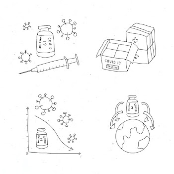 Covid 19 vaccine development vector doodles illustration