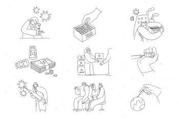 Covid 19 vaccine development vector doodles illustration