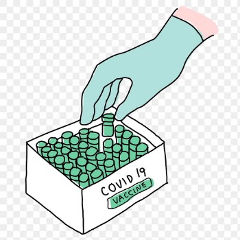 Covid-19 vaccine distribution png doodle illustration