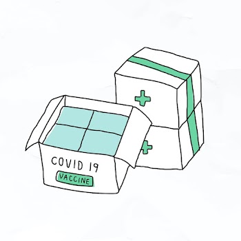 Covid-19 vaccine distribution vector doodle illustration