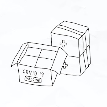 Covid-19 vaccine distribution vector doodle illustration