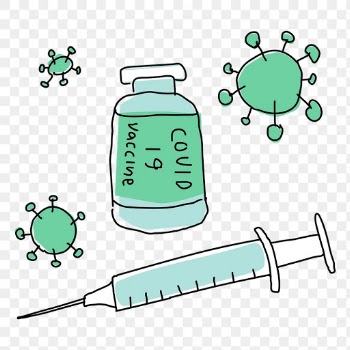 Covid 19 vaccine png doodle illustration vial with needle doodle for clinical trial
