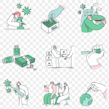 Covid 19 vaccine study png doodles illustration