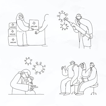 Covid 19 vaccine study vector doodles illustration