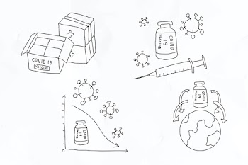 Covid 19 vaccine study vector doodles illustration