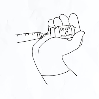 Covid 19 vaccine vector doodle illustration bottle with needle doodle for clinical trial