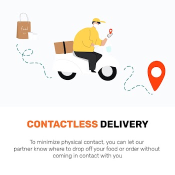 Covid contactless delivery guideline vector template in new normal