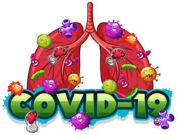 Covid19 sign template with human lungs full of viruses Free Vector