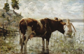 Cow and boy, 1885, by Akseli | Free Photo - rawpixel