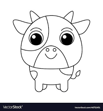cow cartoon coloring page for kids