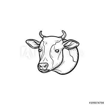 Cow head hand drawn outline doodle icon