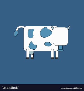 Cow isolated on background in cartoon flat design vector image