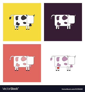 Cow isolated on background in cartoon flat design vector image